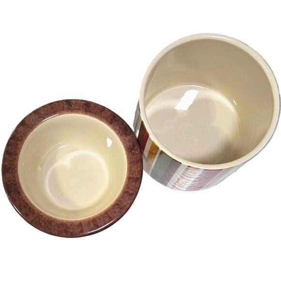 Pier1 Hand-Painted Round Fall Colors Cold/Hot Sauce Dip Bowl & Cannister 2Piece - Picture 6 of 6